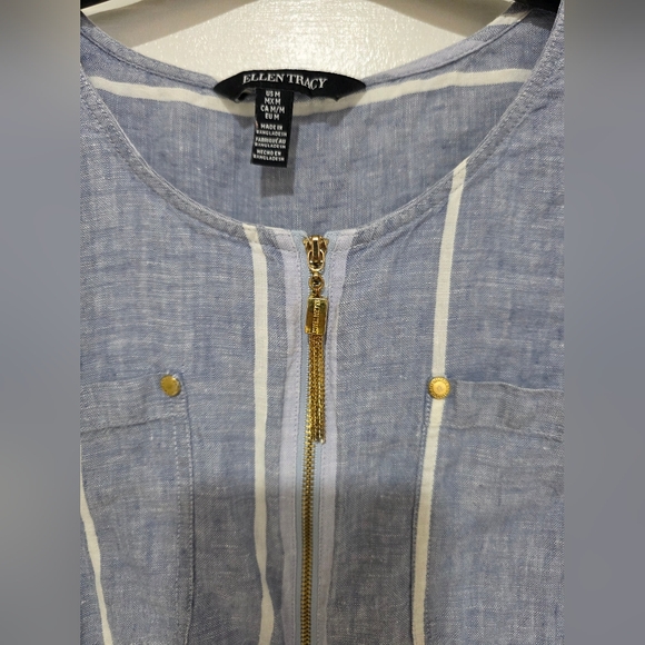 Blue and White Striped Blouse - Picture 3 of 7